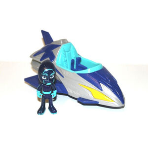 PJ Masks Save The Sky Cat-Car Ship Vehicle 8" Cat Boy Figure Just Play Frog Box